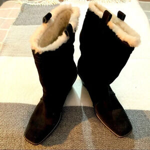 COLE HAAN Sz  9 Wedge Suede Lined Sherpa On Shaft Mid-Calf Boots NWOT